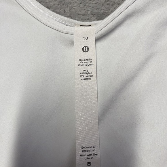 Lululemon Align Long Sleeve Shirt Womens 10 White V Neck NULU Tight Cropped - Picture 2 of 7